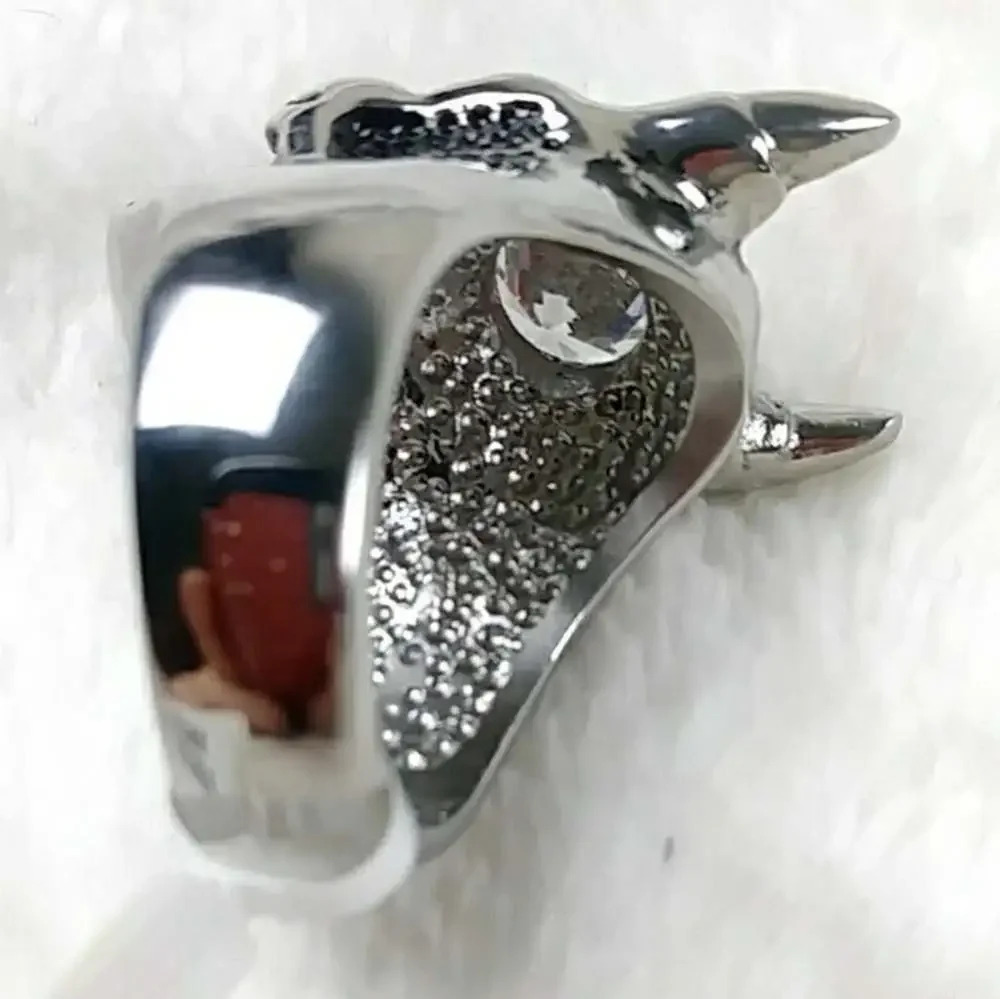 Halloween Devil Skull Biker Ring Gothic Punk Stainless Steel Unisex Ring - Picture 7 of 10